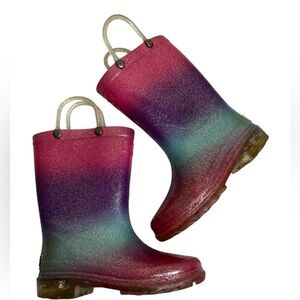 Western Chief Pink & Purple Kids Rain Boots – Sparkly Gradient